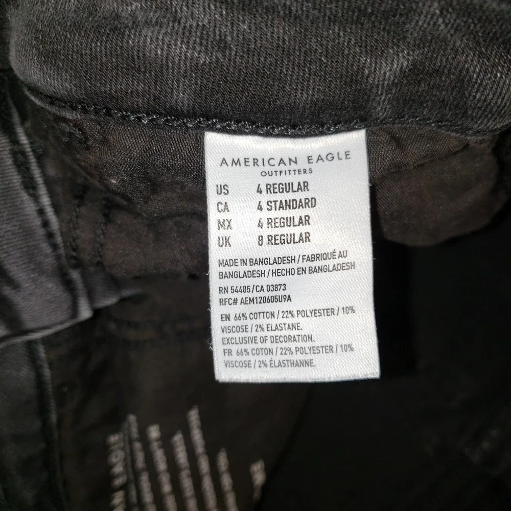 American Eagle Jeans Womens 4 Black Jegging Distressed Next Level‎ Whisker Denim